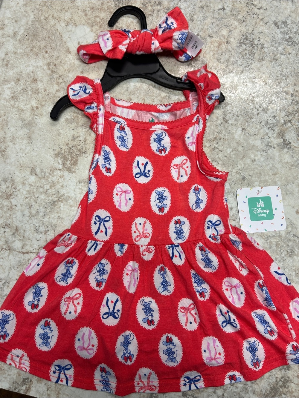 Disney Viscose bamboo  Bow & Character Print  Dress with Matching Headband